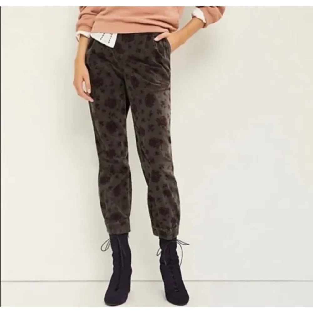 Anthropologie Size S Kalea Trouser Joggers Floral Print Grey Elastic Waist